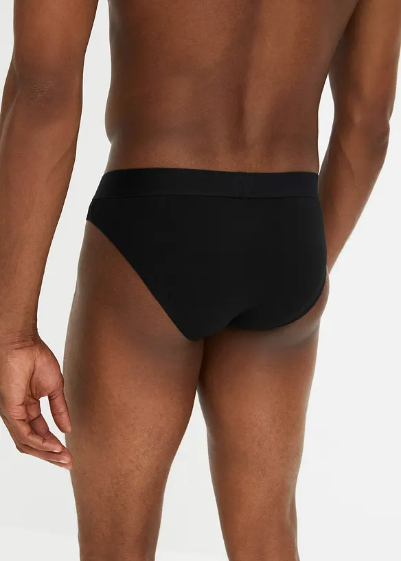 Slip mit Baumwolle (5er Pack) in schwarz von hinten - bonprix