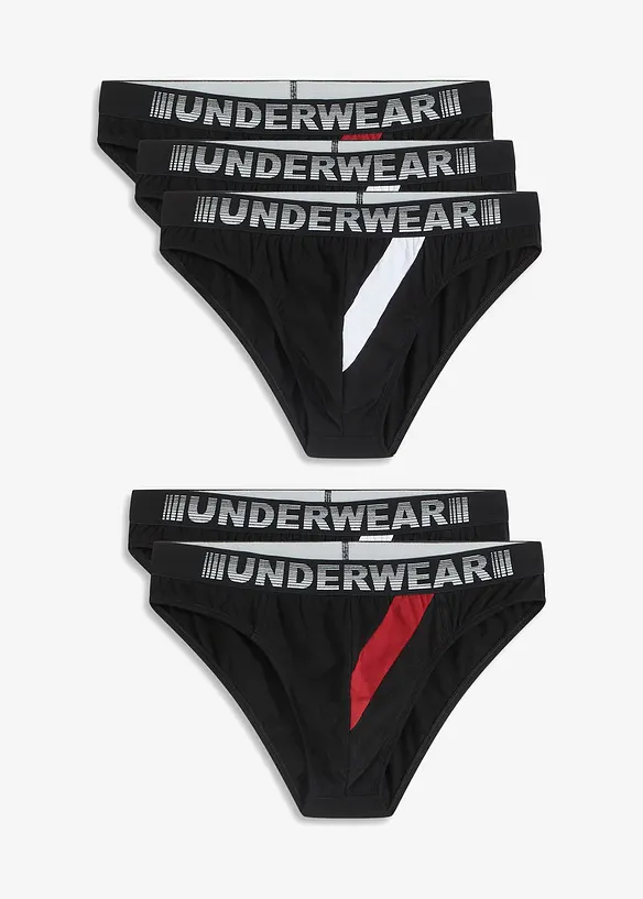 Slip mit Baumwolle (5er Pack) in schwarz von vorne - bonprix
