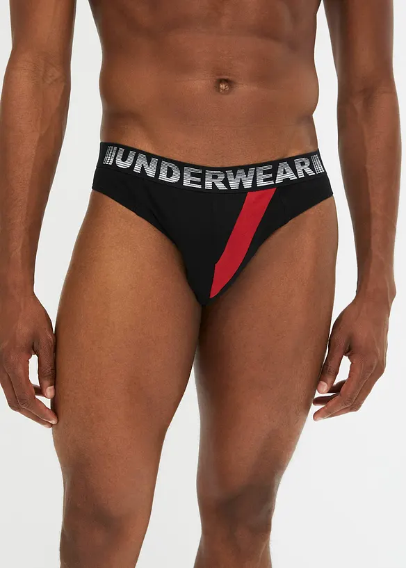 Slip mit Baumwolle (5er Pack) in schwarz von vorne - bonprix