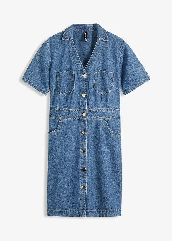 Minikleid aus Denim in blau von vorne - bonprix