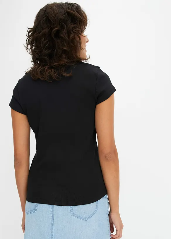 T-Shirt aus reiner Bio-Baumwolle in schwarz von hinten (im Anschnitt) - bonprix
