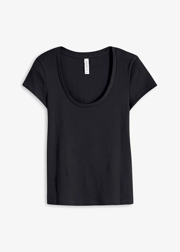 T-Shirt aus reiner Bio-Baumwolle in schwarz von vorne - bonprix