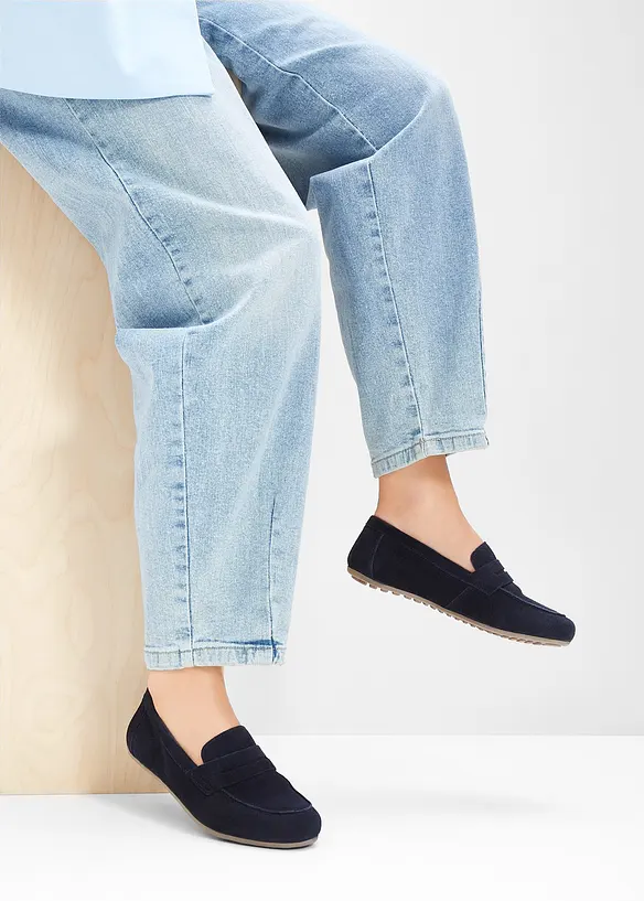 Loafer aus Veloursleder in blau - bonprix