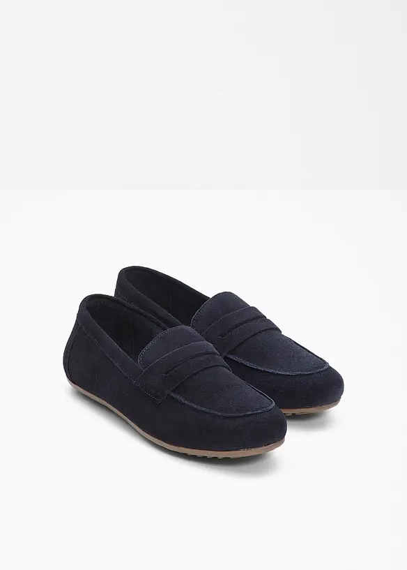 Loafer aus Veloursleder in blau - bonprix