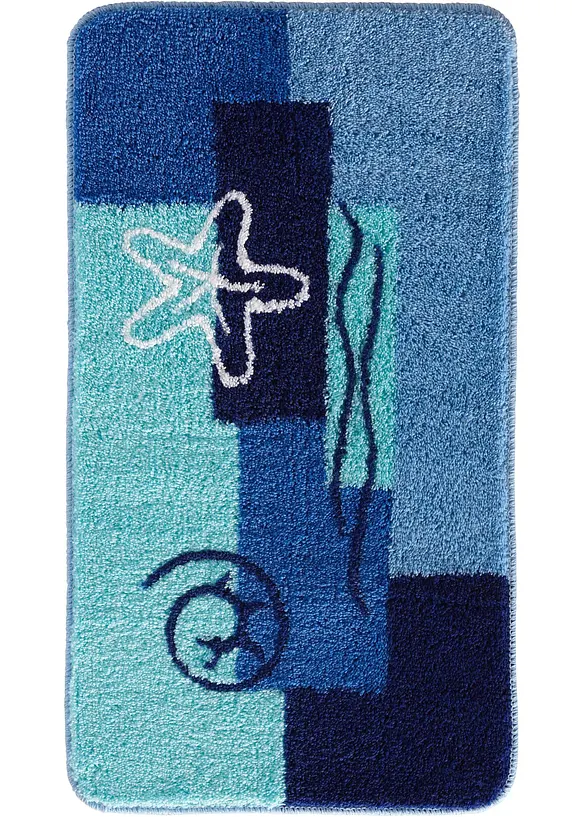 Badematte mit maritimen Motiven in blau - bonprix