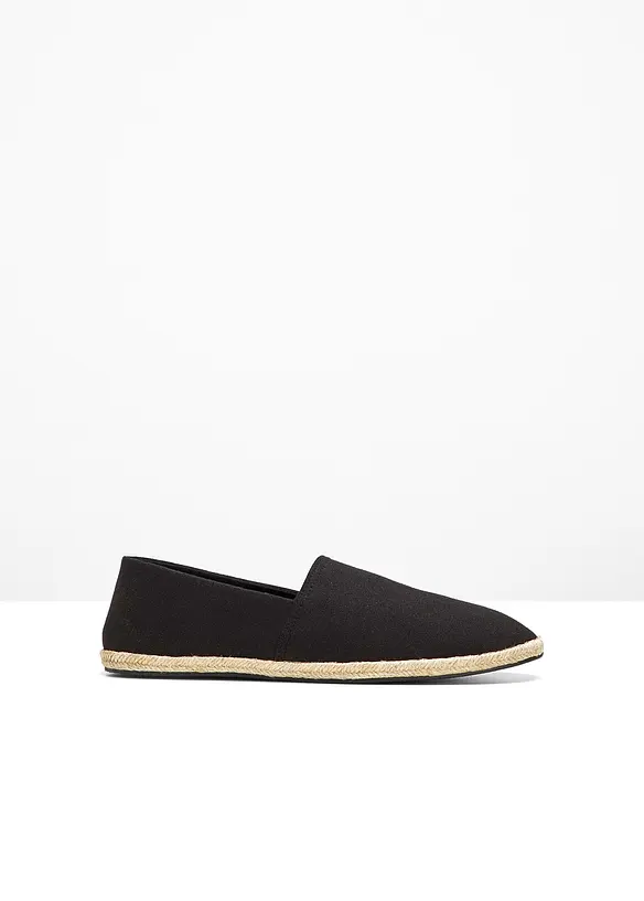 Espadrilles aus Baumwoll-Canvas in schwarz von vorne - bonprix
