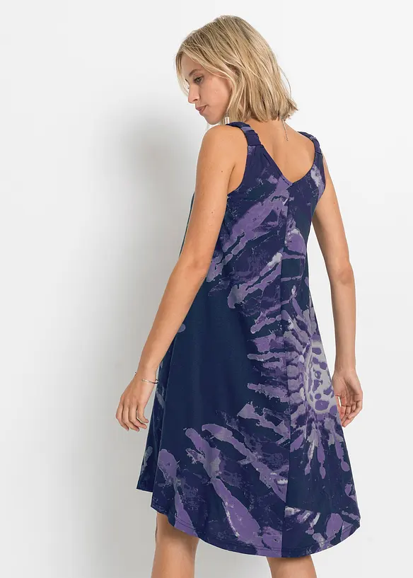 Jerseykleid aus reiner Baumwolle in blau von hinten (Totalaufnahme) - bonprix