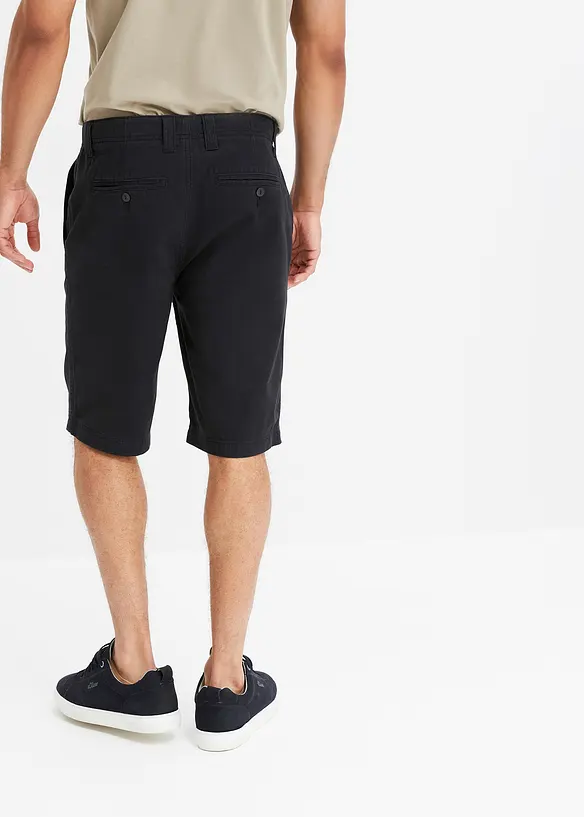 Chino-Bermuda aus reiner Baumwolle in Regular-Fit in schwarz von hinten - bonprix