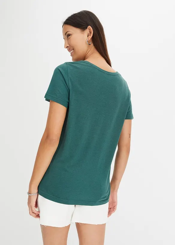 T-Shirt aus Baumwoll-Viskose-Mix in grün von hinten (im Anschnitt) - bonprix