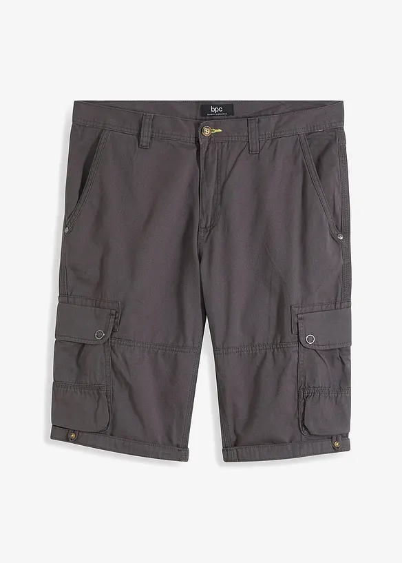 Cargo-Bermuda aus reiner Baumwolle in Regular Fit in grau von vorne - bonprix