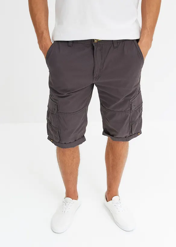 Cargo-Bermuda aus reiner Baumwolle in Regular Fit in grau von vorne - bonprix