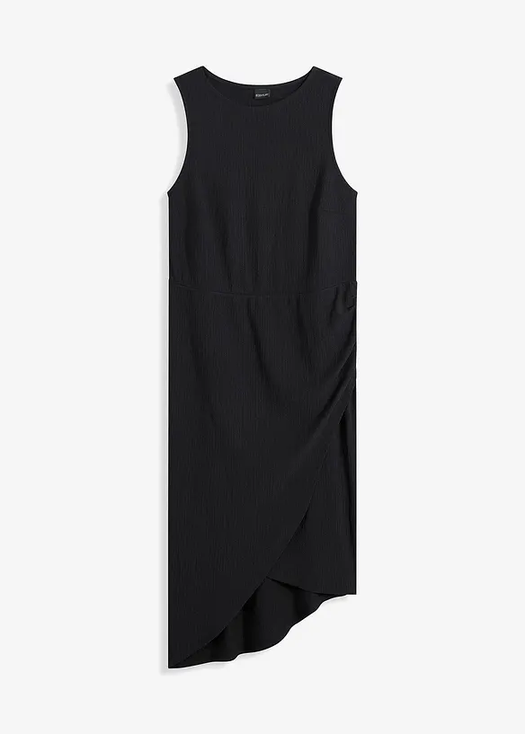Jerseykleid aus leichtem Crêpe in schwarz von vorne - BODYFLIRT