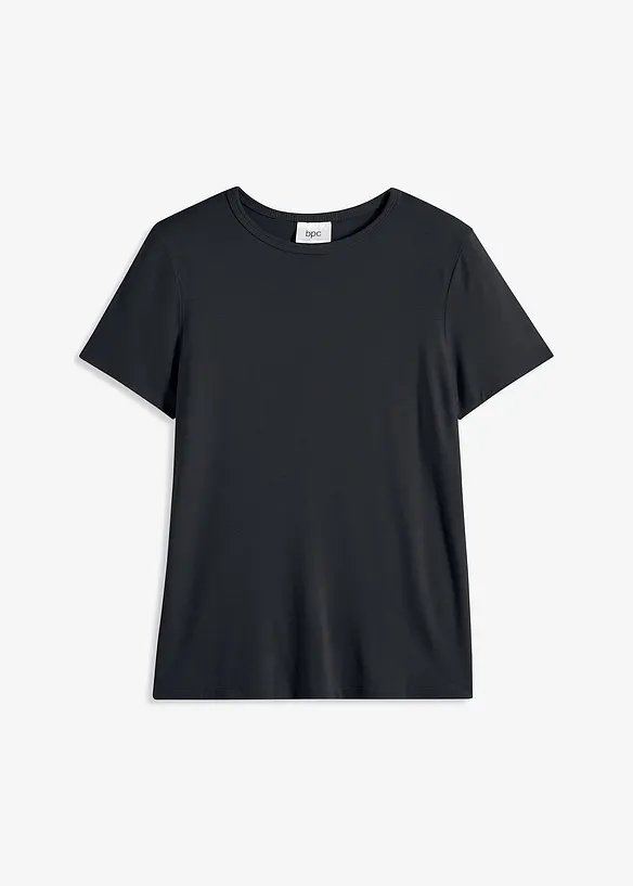 T-Shirt aus fließender Viskose in schwarz von vorne - bpc bonprix collection