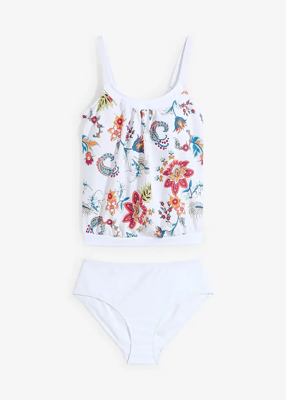 Oversize-Tankini (2-tlg.Set)  mit verstellbaren Trägern in weiß von vorne - bonprix
