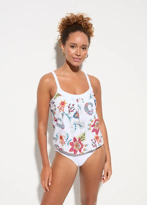 Oversize-Tankini (2-tlg.Set)  mit verstellbaren Trägern in weiß von vorne (Totalaufnahme) - bonprix