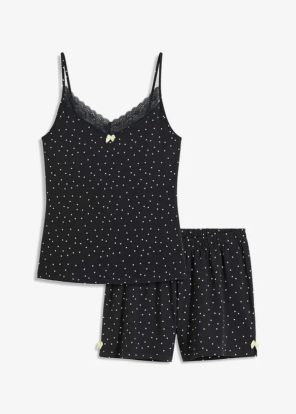 Shorty mit dezenter Spitze in schwarz von vorne - bonprix