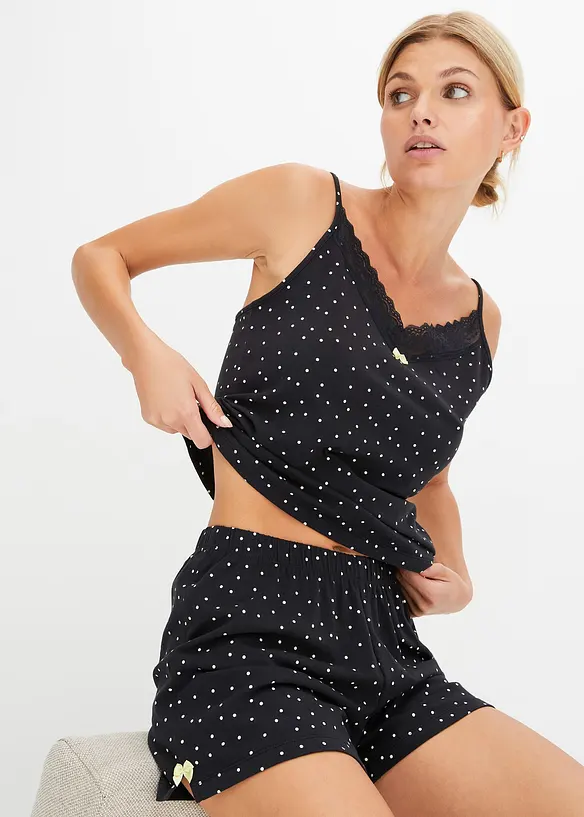 Shorty mit dezenter Spitze in schwarz von vorne (Totalaufnahme) - bonprix