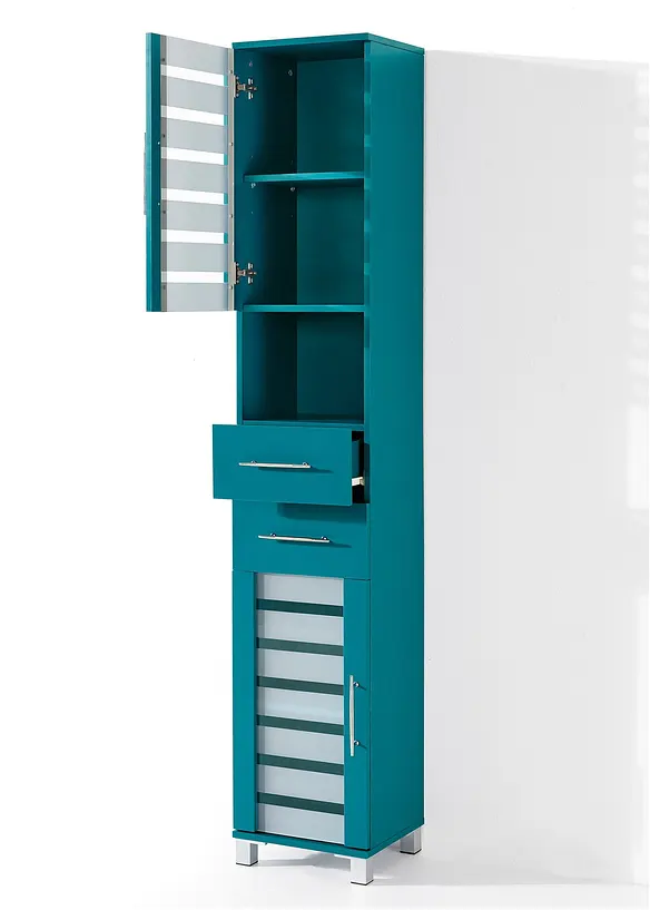 Badezimmer Hochschrank in petrol geöffnet - bonprix