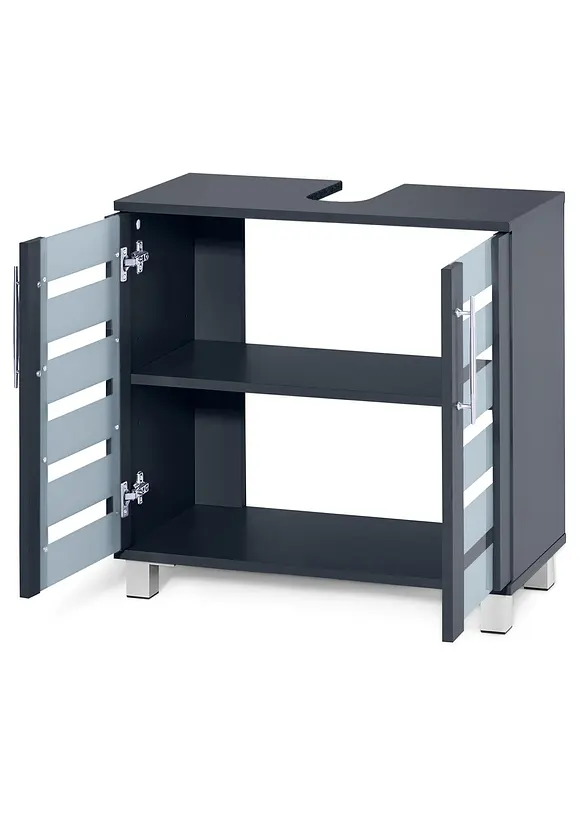 Waschbeckenunterschrank in grau geöffnet - bonprix