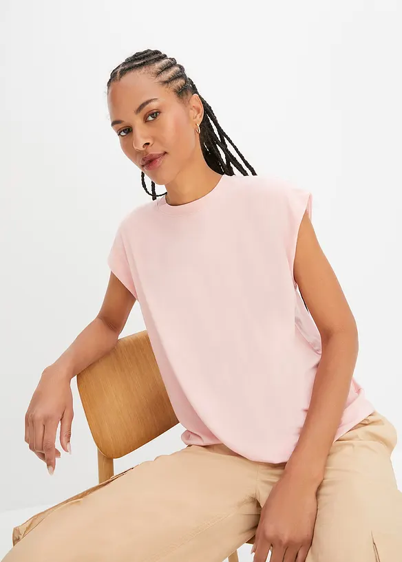 Oversized-T-Shirt aus softer Viskose in rosa von vorne (im Anschnitt) - bonprix Oversized-T-Shirt aus softer Viskose in rosa von vorne (im Anschnitt) - bonprix