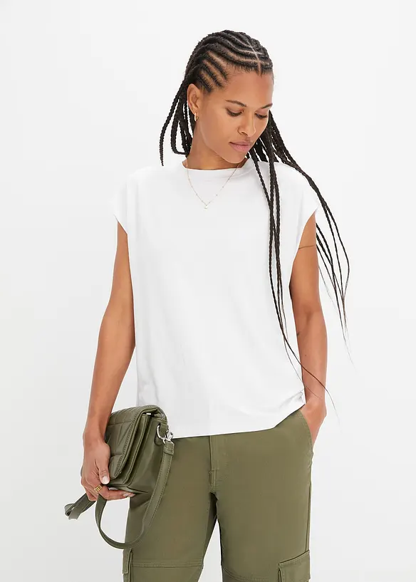 Oversized-T-Shirt aus softer Viskose in weiß von vorne (im Anschnitt) - bonprix Oversized-T-Shirt aus softer Viskose in weiß von vorne (im Anschnitt) - bonprix