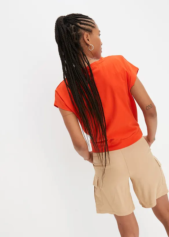 Kurzes T-Shirt aus reiner Bio-Baumwolle in orange von hinten (im Anschnitt) - bonprix