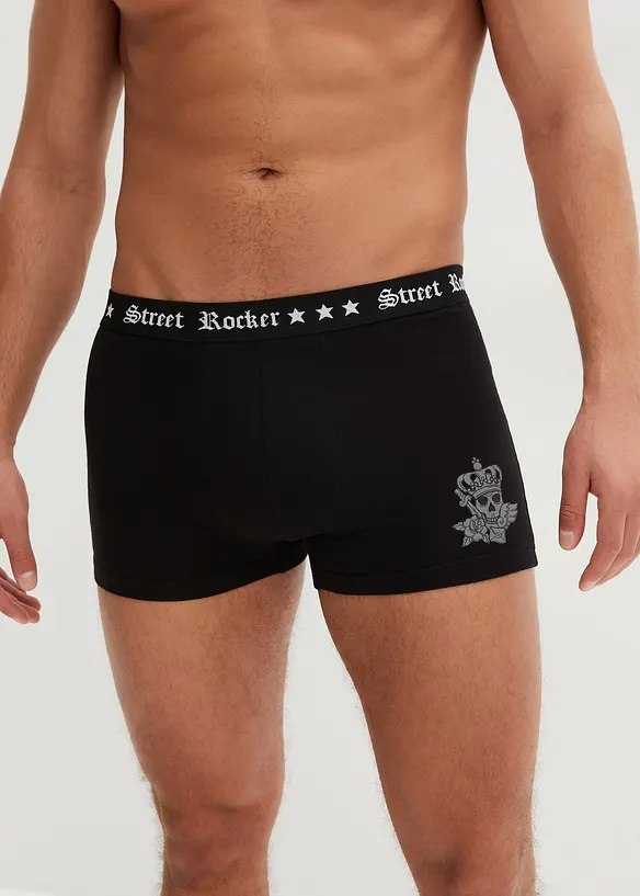 Boxershorts eng mit Baumwolle (3er Pack) in schwarz von vorne - bonprix