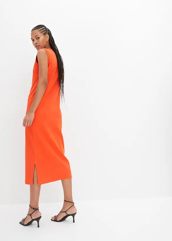 Jersey-Kleid aus Baumwolle mit Stretch in orange von hinten (Totalaufnahme) - bonprix