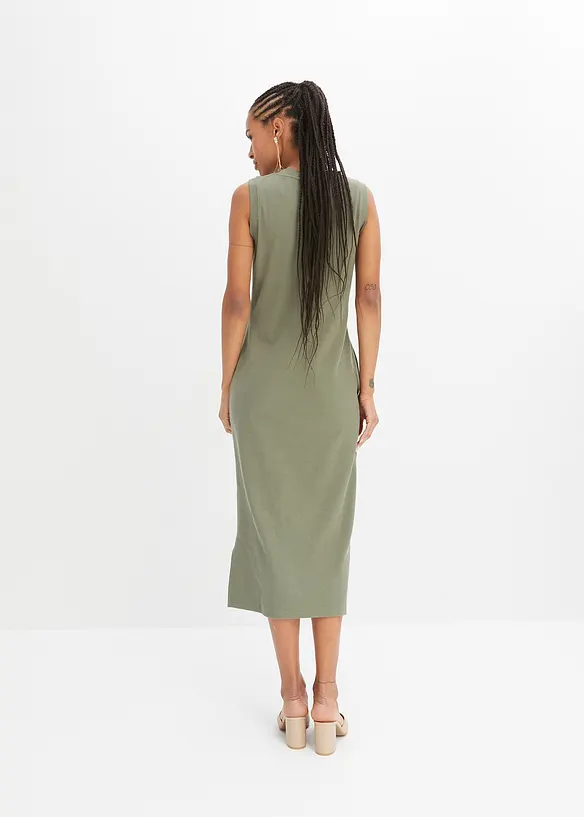 Jersey-Kleid aus Baumwolle mit Stretch in grün von hinten (Totalaufnahme) - bonprix