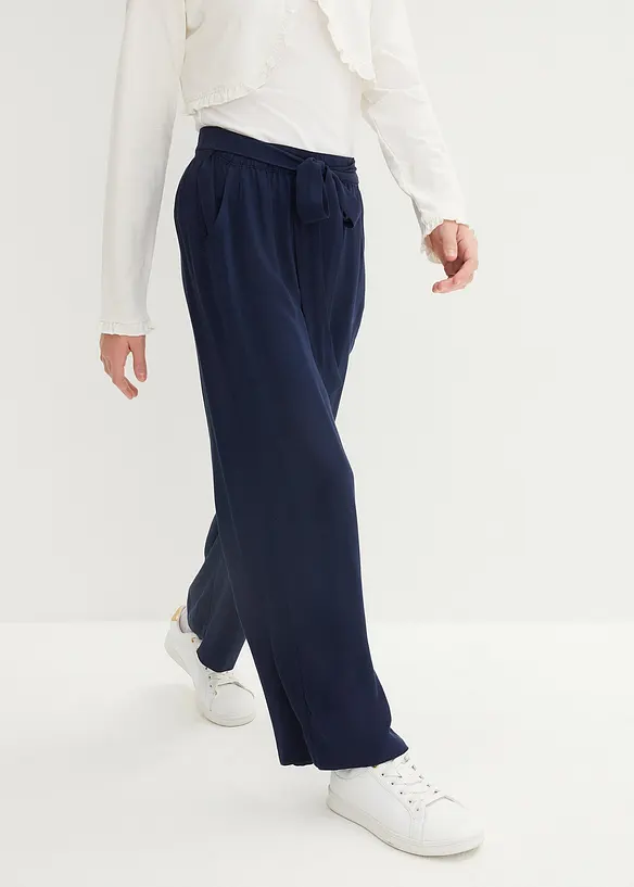Palazzo-Hose aus softer Viskose in blau von vorne - bonprix