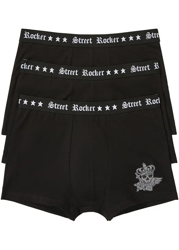 Boxershorts eng mit Baumwolle (3er Pack) in schwarz von vorne - bonprix