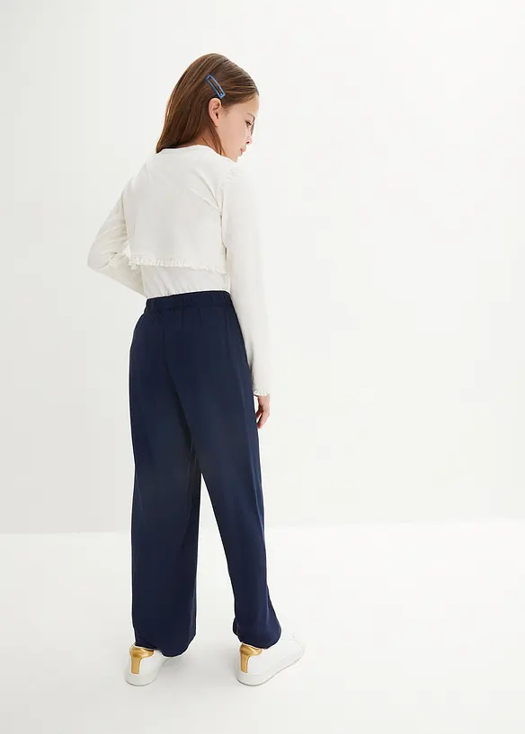Palazzo-Hose aus softer Viskose in blau von hinten - bonprix