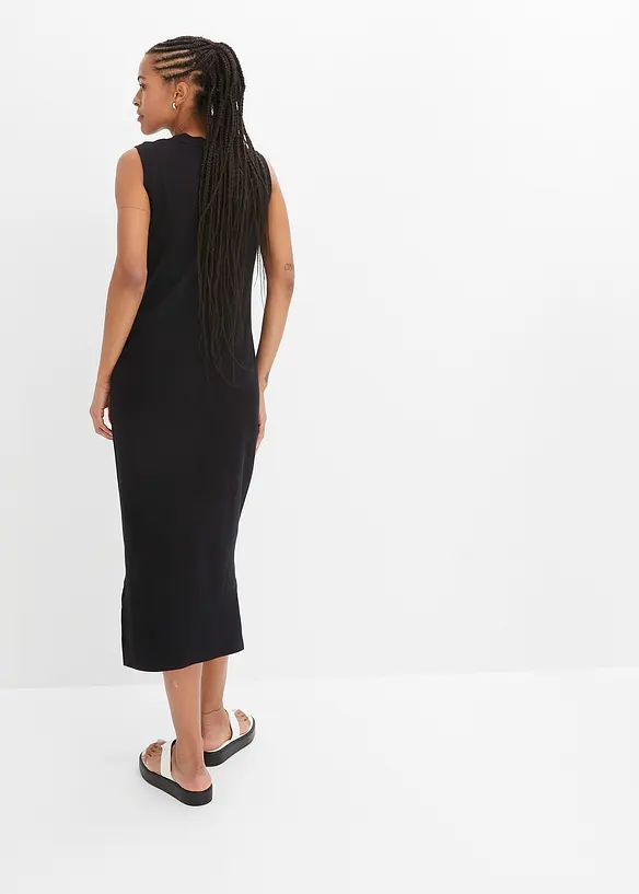 Jersey-Kleid aus Baumwolle mit Stretch in schwarz von hinten (Totalaufnahme) - bonprix