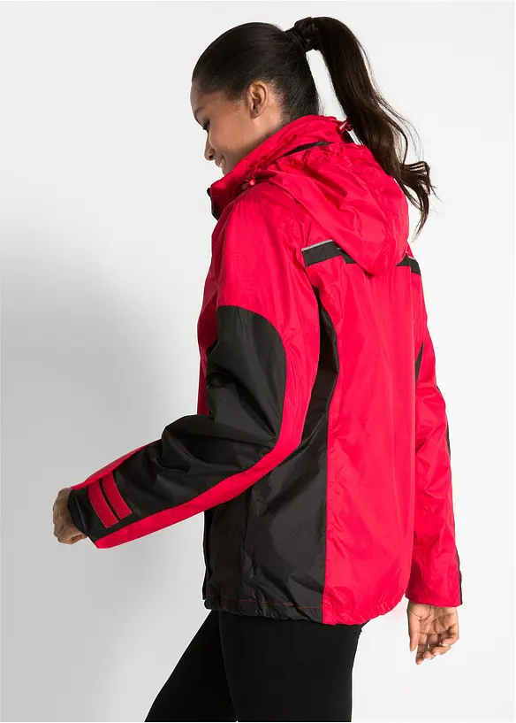 wasserdichte 3 in 1 Funktionsjacke in rot von hinten (im Anschnitt) - bonprix