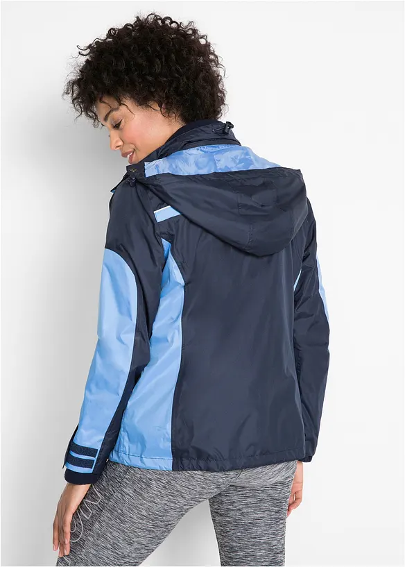 wasserdichte 3 in 1 Funktionsjacke in blau von hinten (im Anschnitt) - bonprix