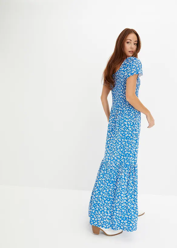 Maxikleid aus fließendem Viskose-Mix in blau von hinten (Totalaufnahme) - bonprix Maxikleid aus fließendem Viskose-Mix in blau von hinten (Totalaufnahme) - bonprix