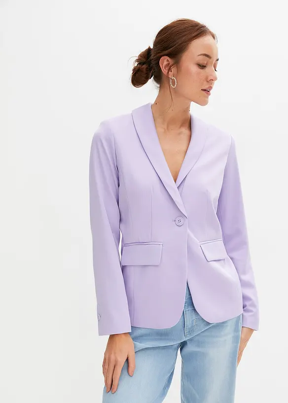 Blazer mit Knopfdetail in lila von vorne (im Anschnitt) - bonprix