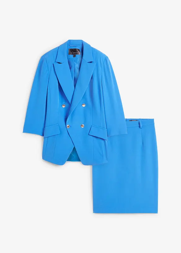 Kostüm (2-tlg.Set): Blazer und Rock in blau von vorne - bpc selection