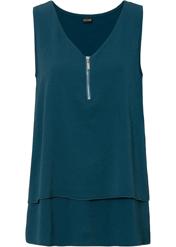 Top mit Zipper in petrol von vorne - bonprix