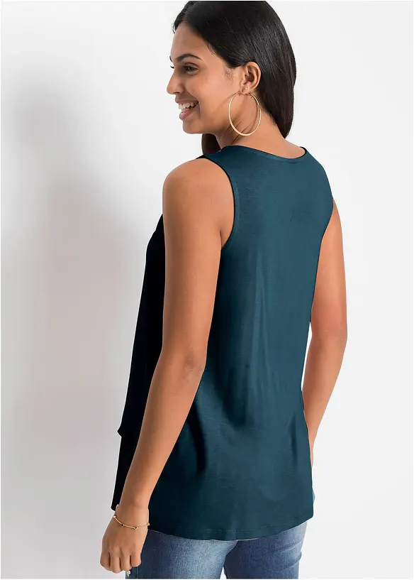 Top mit Zipper in petrol von hinten (im Anschnitt) - bonprix