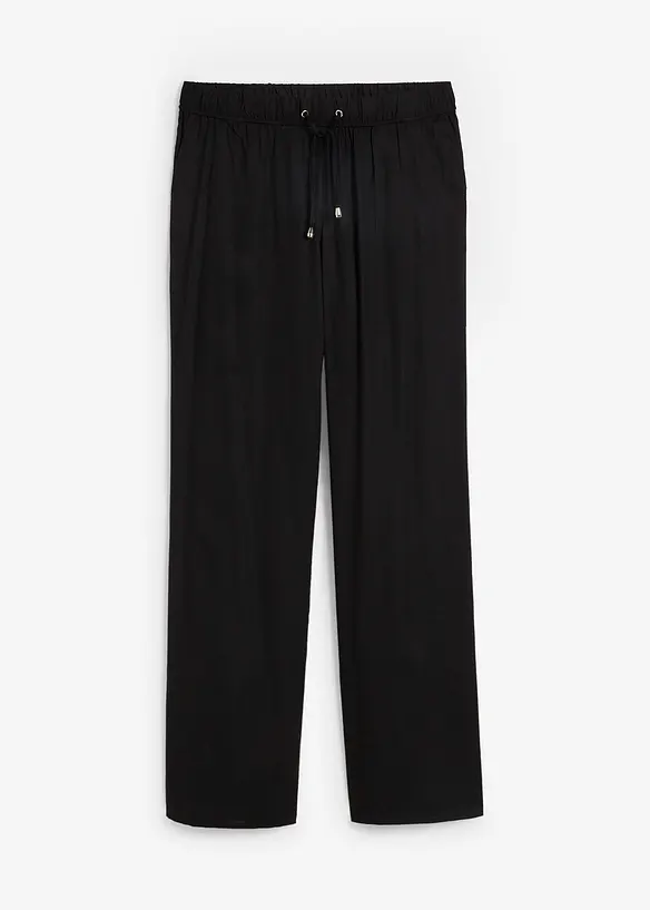 Viskose Schlupfhose in schwarz von vorne - bonprix