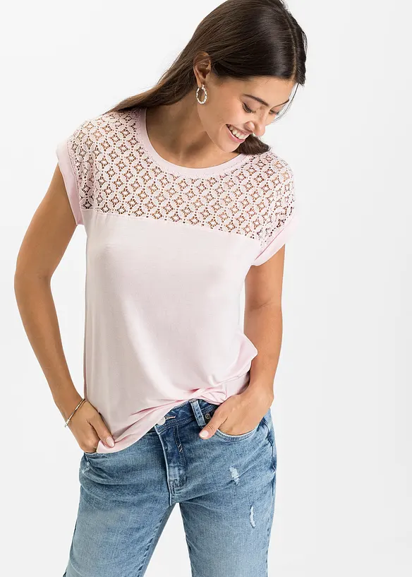 Shirt aus softem Viskose-Mix in rosa von vorne (im Anschnitt) - bonprix Shirt aus softem Viskose-Mix in rosa von vorne (im Anschnitt) - bonprix