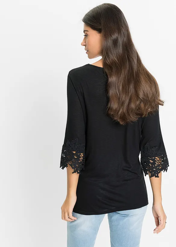 Shirt aus fließender Viskose in schwarz von hinten (im Anschnitt) - bonprix Shirt aus fließender Viskose in schwarz von hinten (im Anschnitt) - bonprix