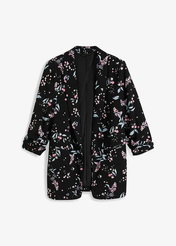 Longblazer aus weichem Scuba in schwarz von vorne - bonprix