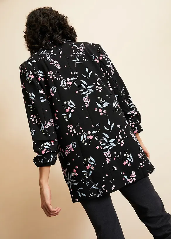 Longblazer aus weichem Scuba in schwarz von hinten (im Anschnitt) - bonprix