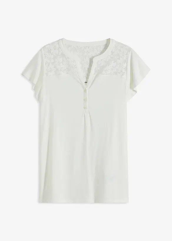 Henleyshirt aus Viskose-Mix in weiß von vorne - bonprix Henleyshirt aus Viskose-Mix in weiß von vorne - bonprix