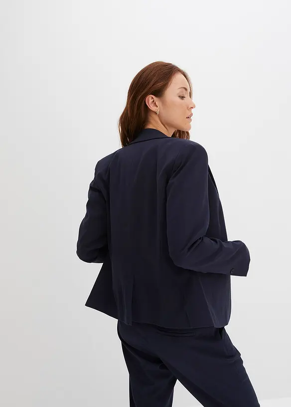 Blazer mit Paspeltaschen in blau von hinten (im Anschnitt) - bonprix
