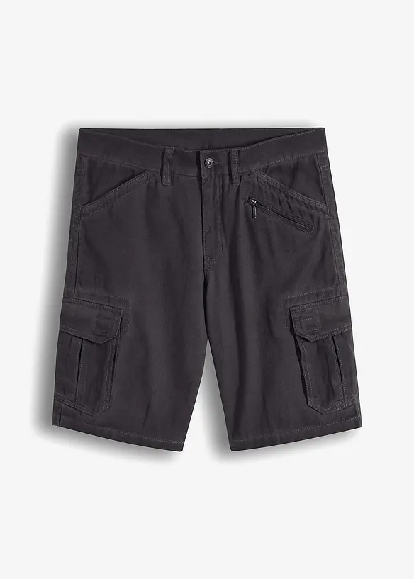 Cargo-Bermuda, Loose Fit in grau von vorne - bonprix