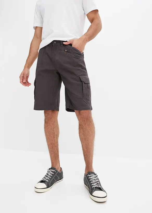 Cargo-Bermuda, Loose Fit in grau von vorne - bonprix