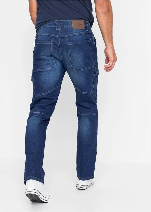 Regular-Fit Cargo-Jeans, Straight in blau von hinten - bonprix